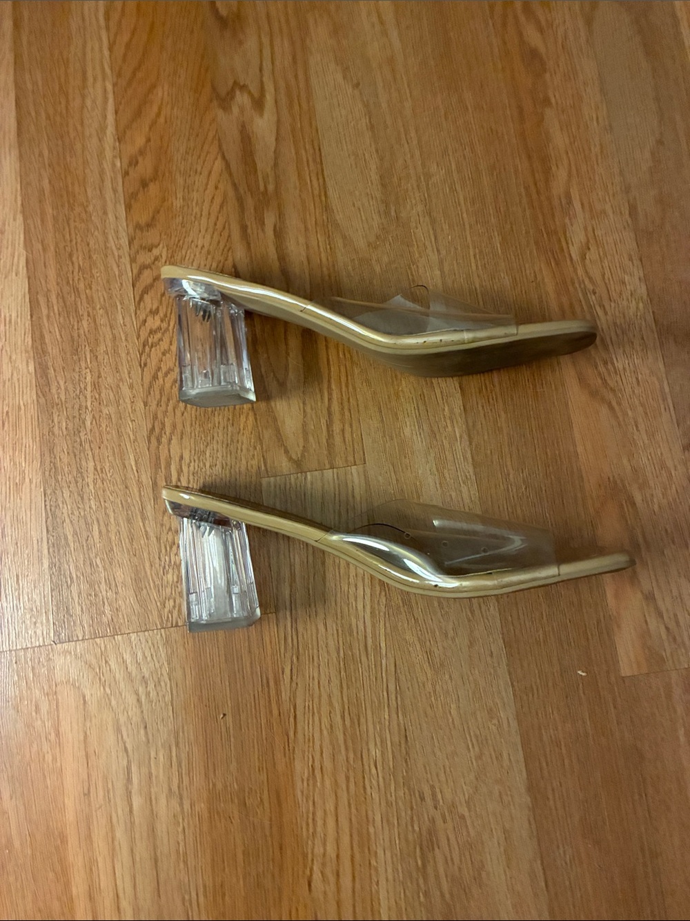 Clear Strap Nude Slide Heels for Women - Picture 3 of 8
